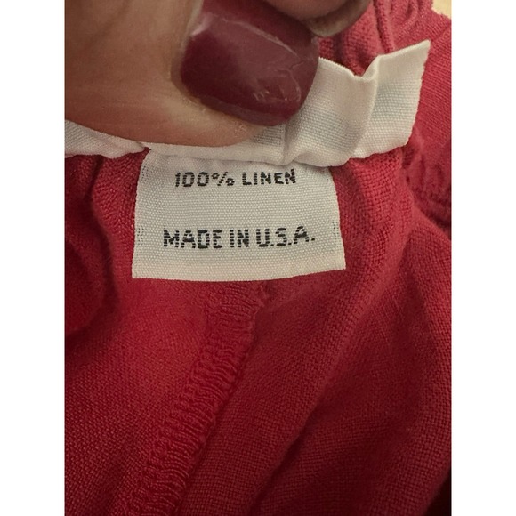 Bryn Walker 100% Linen Wide Leg Pants Medium Beige Red USA Elastic Waist #J7-5 - Picture 7 of 11